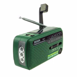Crank Solar Radio - Degen DE13 FM AM SW Receiver Crank Dynamo Radio With Mobile Phone Charger Flashlight