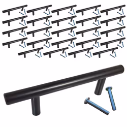 Swiss Kelly Hardware Matte Black Kitchen Cabinet Handles Drawer Pulls - 25 Pack  L: 5 Inch CC: 3 Inch