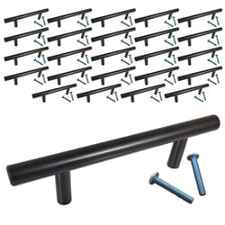 Swiss Kelly Hardware Matte Black Kitchen Cabinet Handles Drawer Pulls - 25 Pack  L: 5 Inch CC: 3 Inch