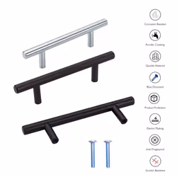 Swiss Kelly Hardware Matte Black Kitchen Cabinet Handles Drawer Pulls - 25 Pack  L: 5 Inch CC: 3 Inch