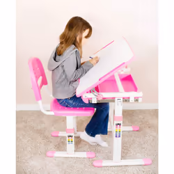 VIVO Pink Height Adjustable Children's Desk and Chair Set | Kids Interactive Workstation