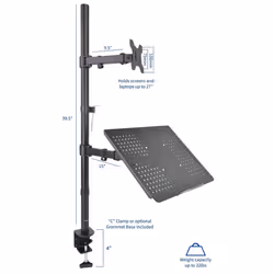 VIVO Laptop and 13 to 32 inch LCD Monitor Stand up Desk Mount  Extra Tall Adjustable Stand  Fits Laptops up to 17 inches (STAND-V012C)
