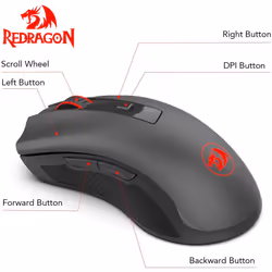 Redragon M652 Optical 2.4G Wireless Mouse with USB Receiver, Portable Gaming & Office Mice, 5 Adjustable DPI Levels, 6 Buttons...