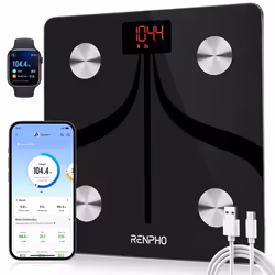 Smart Body Fat Scales USB Rechargeable, Bathroom Scales for Body Weight High Precision Weighing Scale with Bluetooth Smart Ap ...