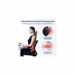 Renpho Back Massager with Heat, Shiatsu Massage Chair Deep Tissue Kneading Rolling Masager S-Shape Height Adjustable Headrest, Full Back Massage