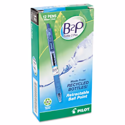 Pilot - B2P Bottle-2-Pen Recycled Retractable Ball Point Pen  Blue Ink  1mm  Dozen 32801 (DMi DZ