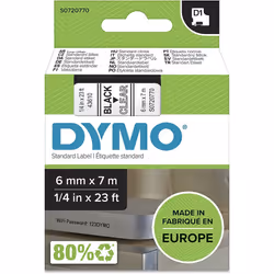 DYMO D1 Labels, Black Print on Clear, 12 mm x 7 m, Self-Adhesive, for LabelManager Label Printers, Authentic