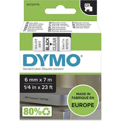 DYMO D1 Labels, Black Print on Clear, 12 mm x 7 m, Self-Adhesive, for LabelManager Label Printers, Authentic