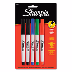 Sharpie 37675PP Permanent Markers Ultra Fine Point Assorted Colors 5/Set