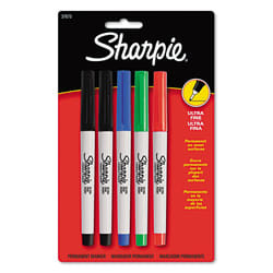 Sharpie 37675PP Permanent Markers Ultra Fine Point Assorted Colors 5/Set