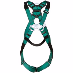 MSA 10197160 V-Form Full Body Safety Harness - Size: Extra Large D-Ring Configuration: Back Tongue Buckle Leg Straps Color ...
