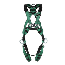 MSA 10197231 V-Form Full Body Safety Harness - Size: Extra Large  D-Ring Configuration: Back/Hip  Qwik Fit Leg Straps  Color: Green  Full Body Harness