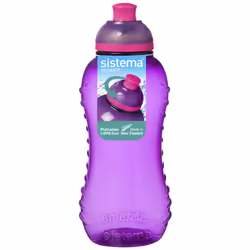 3 Sistema 330ml Twist n Sip Drink Bottles, Blue, Pink, Purple