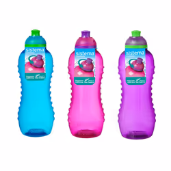3 Sistema 460ml Twist n Sip Drink Bottles, Blue, Pink, Purple