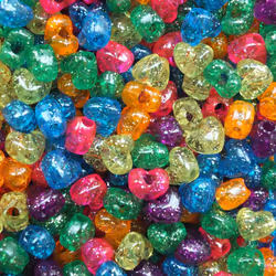BeadExplosion Heart Beads Bright Glitter Sparkle Mix Pony Beads Pk50 Made in USA  B07783  Multicolor