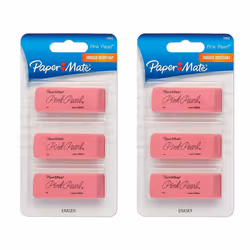 Paper Mate Pink Pearl Erasers Medium 3 Count 2-Pack