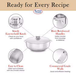 Alpine Cuisine 7-Quart Aluminum Caldero Stock Pot with Glass Lid  Cook