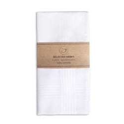 Selected Hanky Men's Handkerchiefs 100% Soft Cotton White Classic Hankie Pack of 12