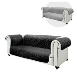 Sofa Cover Couch Slipcovers, Double side, Protector for Dog, Hair, Waterproof, Furniture, Different sizes and colours - 3 Seats, Black/Grey