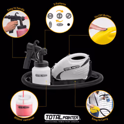 Paint Sprayer Professional Total Painter, Spray Paint Gun for All Surfaces, 900W, Lightweight, 3600rpm, Indoor and Outdoor - 800ml Capac - 1 Spray Gun