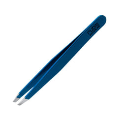 Rubis Classic Stainless Steel Slanted Tweezers for Precise Eyebrows and Hair Removal  1K109  Made in Switzerland  Blue