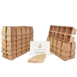 Daniel's Plants Biodegradable Seed Tray  10 Pack 100 Cell  Seed Starter Tray Peat Pots for Seedlings  OMRI  10 Labels  Bulk Peat Pots  Gardening  Vege