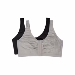 Fruit of the Loom Women's Front Close Builtup Sports Bra  Black Hue/Heather Grey 2-Pack  34