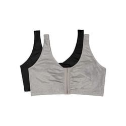 Fruit of the Loom Women's Front Close Builtup Sports Bra Black Hue/Heather Grey 2-Pack 42