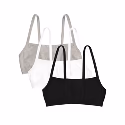 Fruit of the Loom girls cotton Spaghetti Strap Sport Bra, Black HueWhitegrey, 38