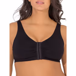 Fruit of the Loom Women's Front Close Sports Bra-Cotton Blend  Easy Fit & Built-Up Support  Black Hue  38