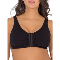 Fruit of the Loom Women's Front Close Sports Bra-Cotton Blend  Easy Fit & Built-Up Support  Black Hue  38