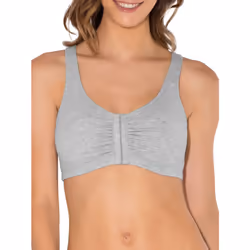 Fruit of the Loom Women's Front Close Sports Bra-Cotton Blend  Easy Fit & Built-Up Support  Heather Grey  46