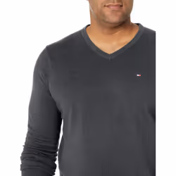 Tommy Hilfiger Men's Cotton V Neck Sweater  Asphalt Heather  3X-Large
