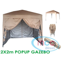 MCC Pop-up Gazebo 2m x 2m With Sides - Beige