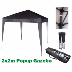 Mcc@home GAZEBO 2x2m Pop-up Gazebo Waterproof Outdoor Garden Marquee Canopy - Black