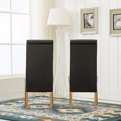 MCC Dining Chairs Set of 2 Faux Leather Dining Chairs Roll Top Scroll High Back home & restaurants - Black