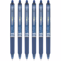 Pilot FriXion Clicker Retractable Erasable Gel Pens Fine Point 6 Pack (Navy Blue)
