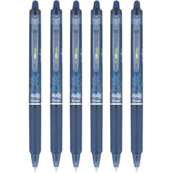 Pilot FriXion Clicker Retractable Erasable Gel Pens  Fine Point  6 Pack (Navy Blue)