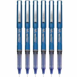 Pilot Precise V5 Stick Rolling Ball Pens  Extra Fine Point  Blue Ink  Pack Of 6