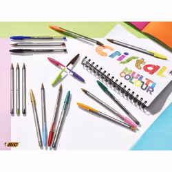 Cristal Fun, Ballpoint Pens, Smudge-Proof Writing Pens and Wide Point (1.6 mm), Ideal for School, Purple Ink, Pack of 20