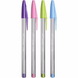 Cristal Fun, Ballpoint Pens, Smudge-Proof Writing Pens and Wide Point (1.6 mm), Ideal for School, Purple Ink, Pack of 20