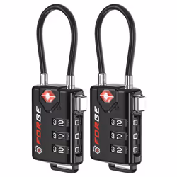TSA Approved Cable Luggage Locks  Re-settable Combination with Alloy Body  Black 2 Locks.