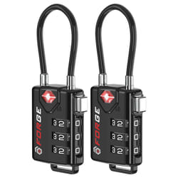 TSA Approved Cable Luggage Locks  Re-settable Combination with Alloy Body  Black 2 Locks.