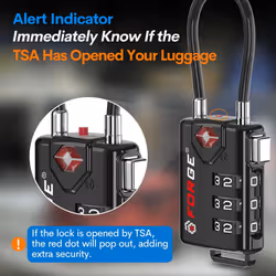 TSA Approved Cable Luggage Locks  Re-settable Combination with Alloy Body