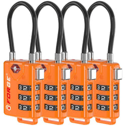 TSA Approved Cable Luggage Locks  Re-settable Combination with Alloy Body  Orange 4 Locks.