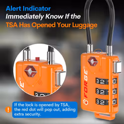 TSA Approved Cable Luggage Locks  Re-settable Combination with Alloy Body  Orange 4 Locks.
