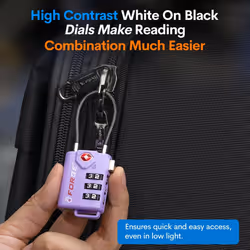 Forge TSA Approved Luggage Locks  Re-settable Combination with Alloy Body  Purple 4 Locks.