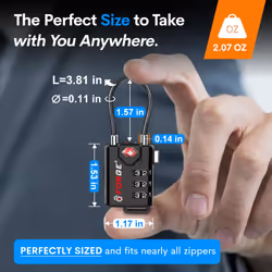 TSA Approved Cable Luggage Locks  6 Pack  Easy Read Dials with Alloy Body