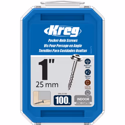 Kreg SML-C1-100 Zinc Pocket Screws 1 Inch #8 Coarse Thread Maxi-Loc Head (100 Count)