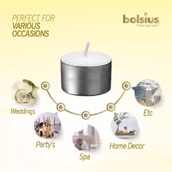 Bolsius 8 Hour Burning Tealights, Pack of 50, White, 7x18x32 cm